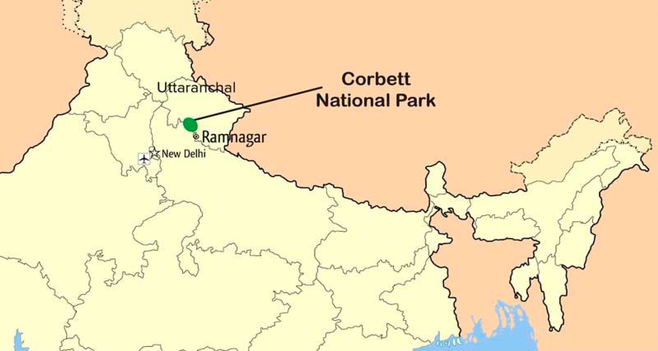 corbett location map