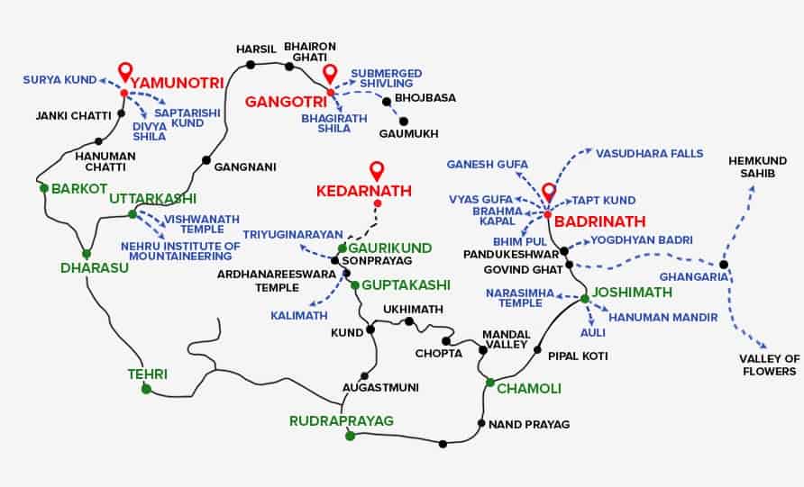 char-dham-yatra-route-map